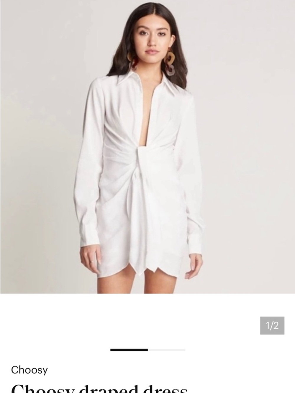 Choosy White Draped Shirt Dress